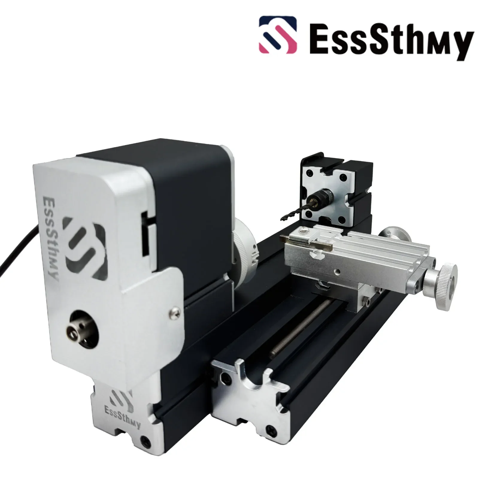 EssSthmy 60W آلة تحول وحفر 2 في 1 مطورة، أعمال النجارة DIY، مخرطة معدنية صغيرة للحرف اليدوية والمجوهرات