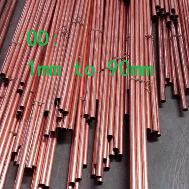 1PC Red Copper Tubes Straight Pipe Outer Diameter 1-90mm Length 100 250 500mm Copper Pipes