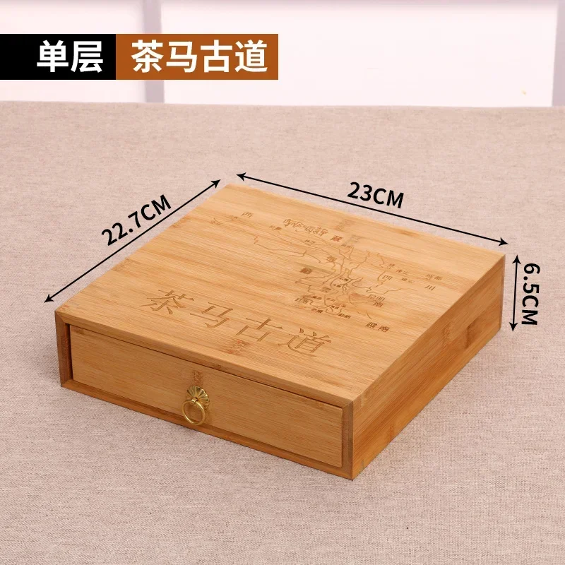 Handmade Bamboo Tea Box 1 Story 2 Layer Bag Storage Boxes Drawer Type Organize Organizer Container Jewelry