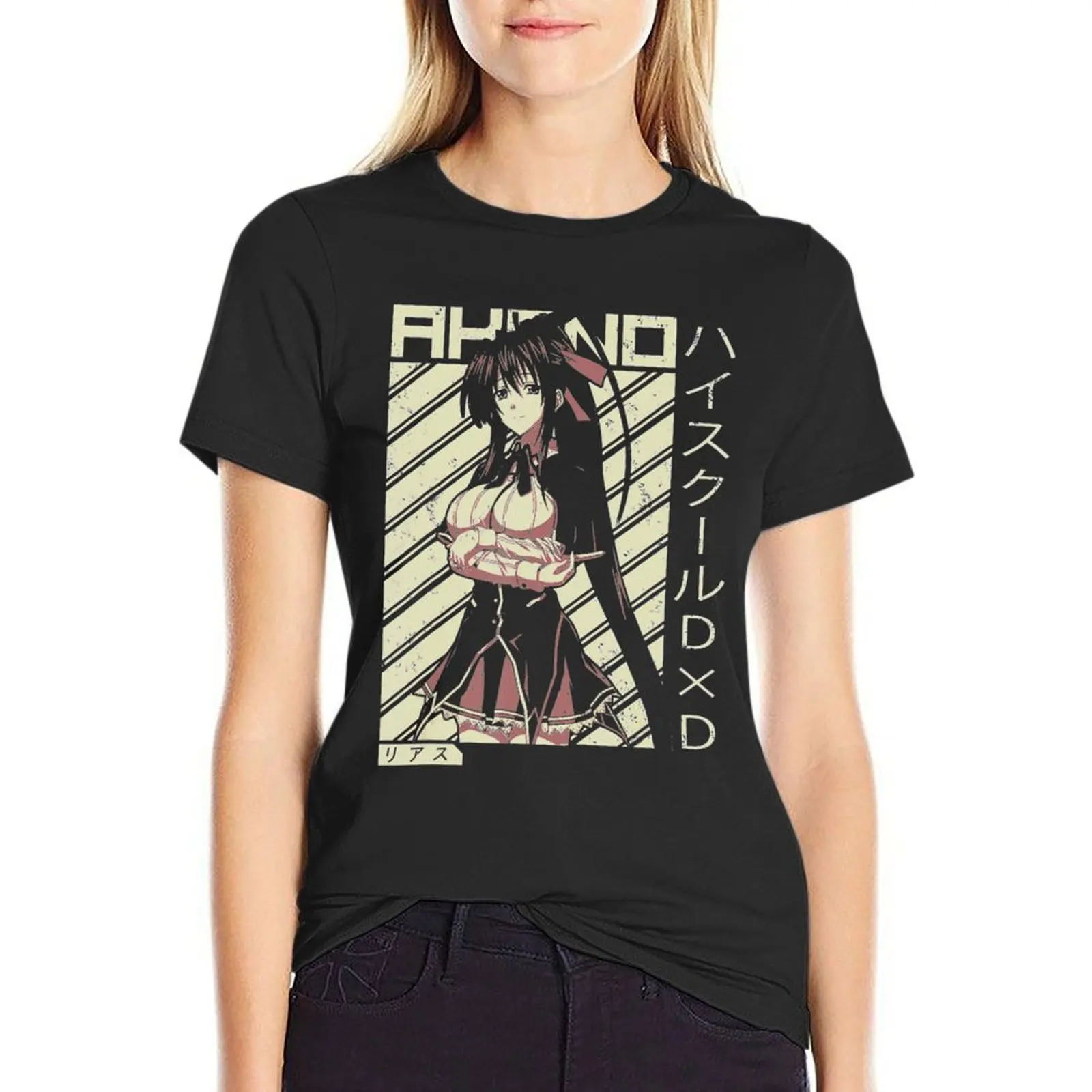 

High School Funny Anime DxD Rias Gremory Retro Character 2 T-Shirt hippie clothes customs animal print clothes for woman