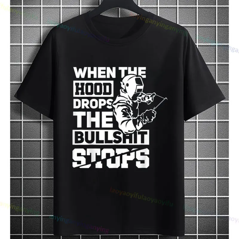Men's Welding Dad Retro Welder Graphic T-Shirt Fashion Short-sleeve Pure Cotton Casual Humor Style Tshirt Outdoor Clothing