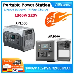 1800W Power Bank, Portable Power Station, 1024Wh, AC220V, Charging Stations, Lifepo4 Battery, For Home and Outdoor Camping