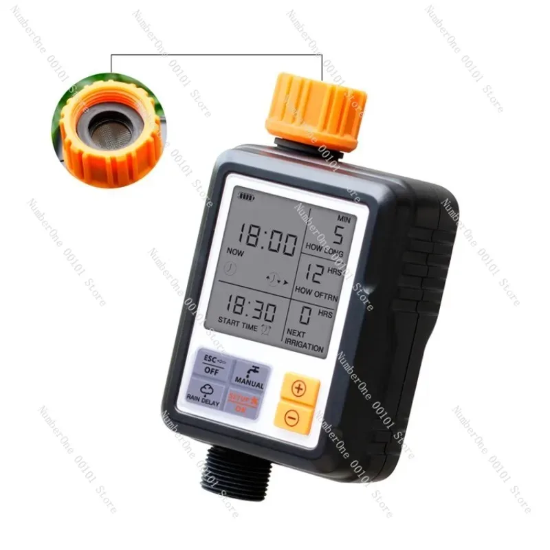 Smart Irrigation Timer with Large LCD Display, Automatic Watering Controller for Garden Patio Plant Flower Programmable System
