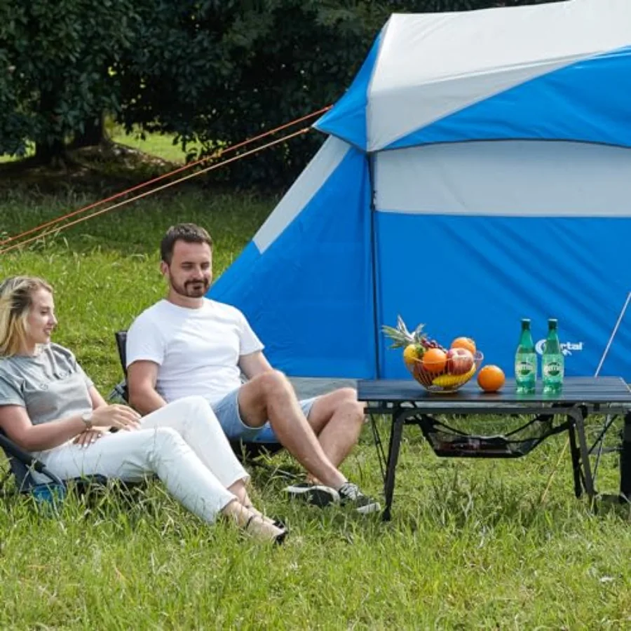 Foldable Portable Camping Table with Adjustable Legs Made of Aluminum for Outdoor Use Beach Picnic Backyard BBQ and Party Event