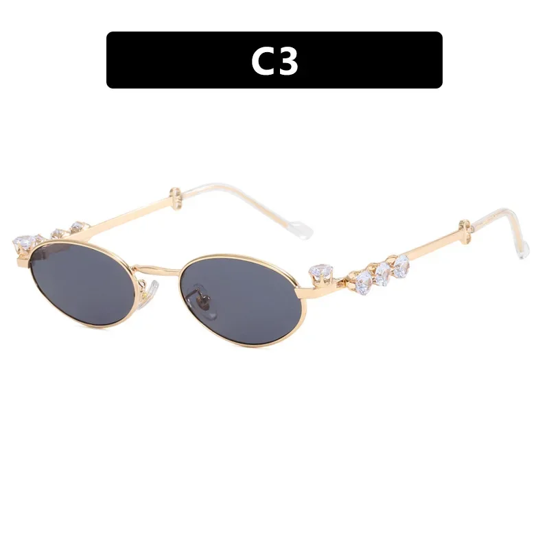 Diamond Inlaid Oval Metal Eyeglass Frame Pearl Small Frame Eye Glasses High-end Natural Color Women Sunglasses Girls Eyewear
