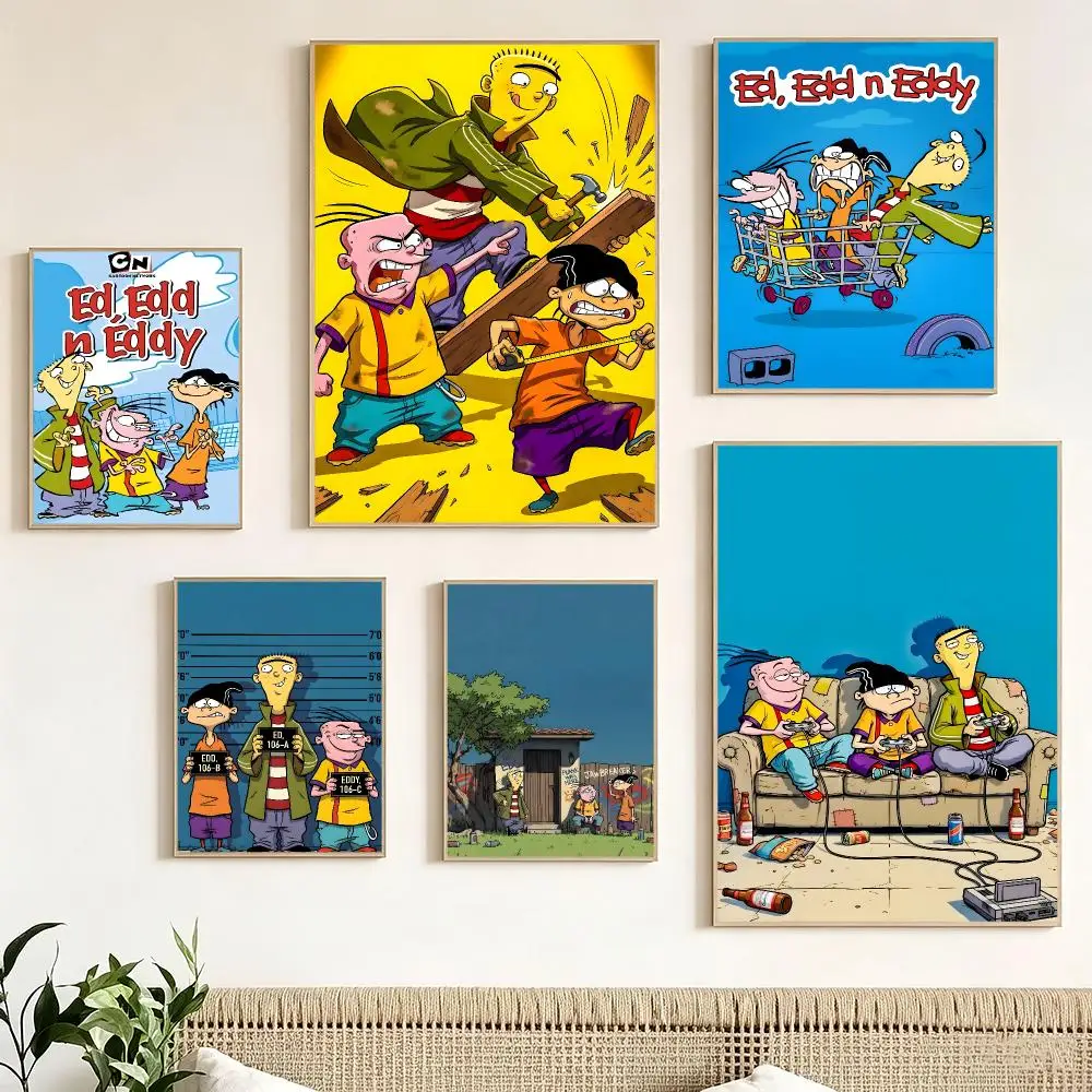Comedy Cartoon E-Ed Edd n Eddy Poster impermeable para el hogar sala de estar dormitorio bar decoracion estetica