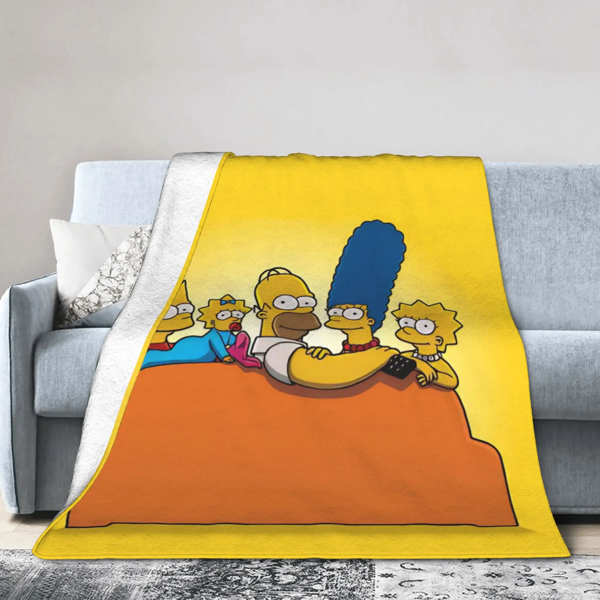 The S-Simpsons Family Cartoon Plush Blanket Funny Throw Blanket for Bed Sofa Couch 125*100cm Bedspread,