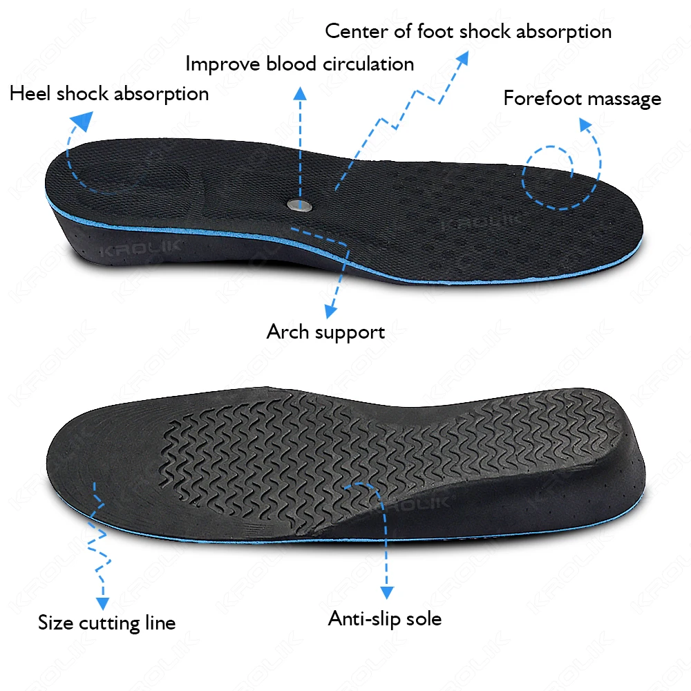 2-5cm Height Increase Insoles Magnet Templates Insole For Feet Arch Support Heighten Orthopedic Shoes Sole Pad Unisex Damping