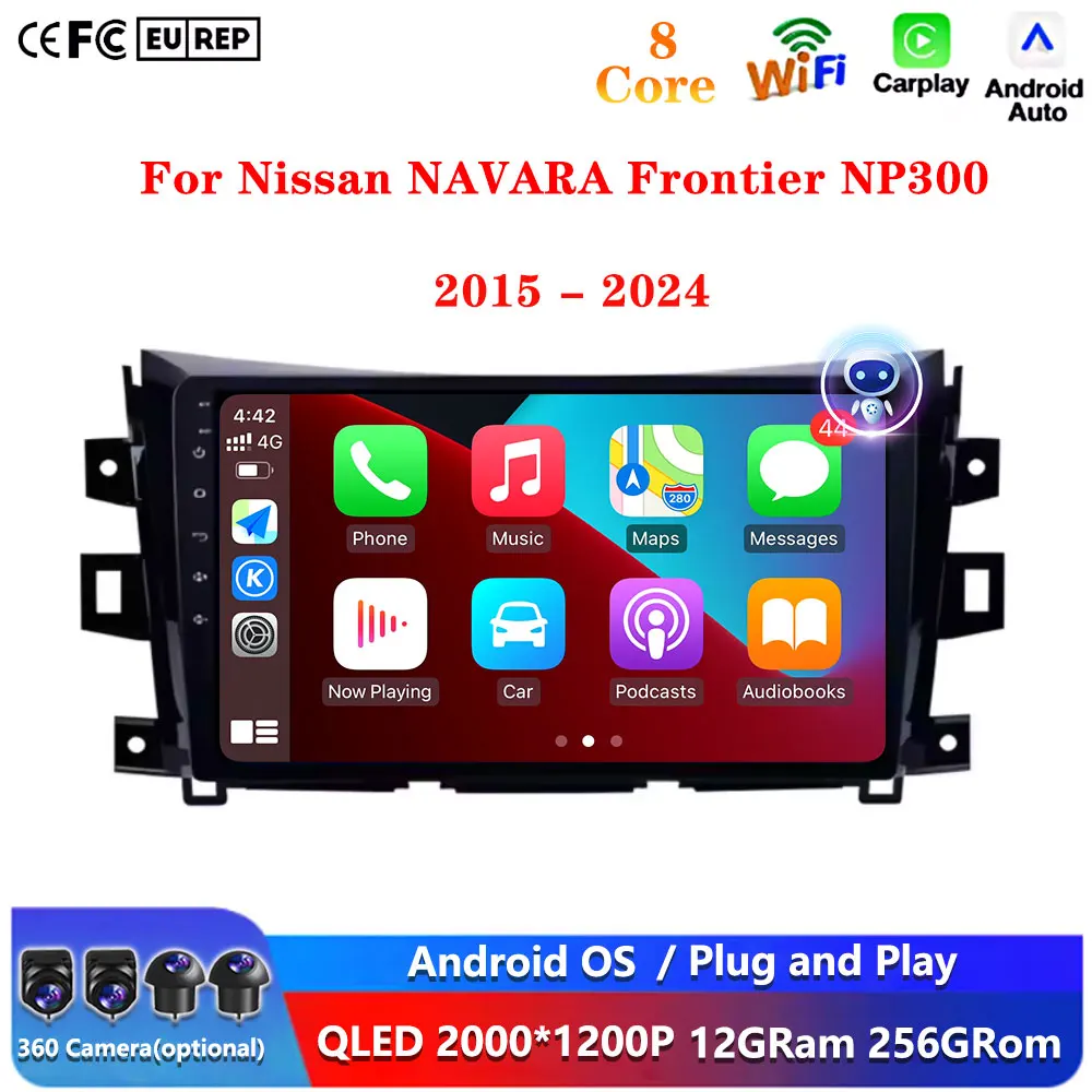 

10" Android Auto QLED screen For Nissan NAVARA Frontier NP300 2015 - 2024 Car Radio Multimedia Video Player BT GPS Navigation