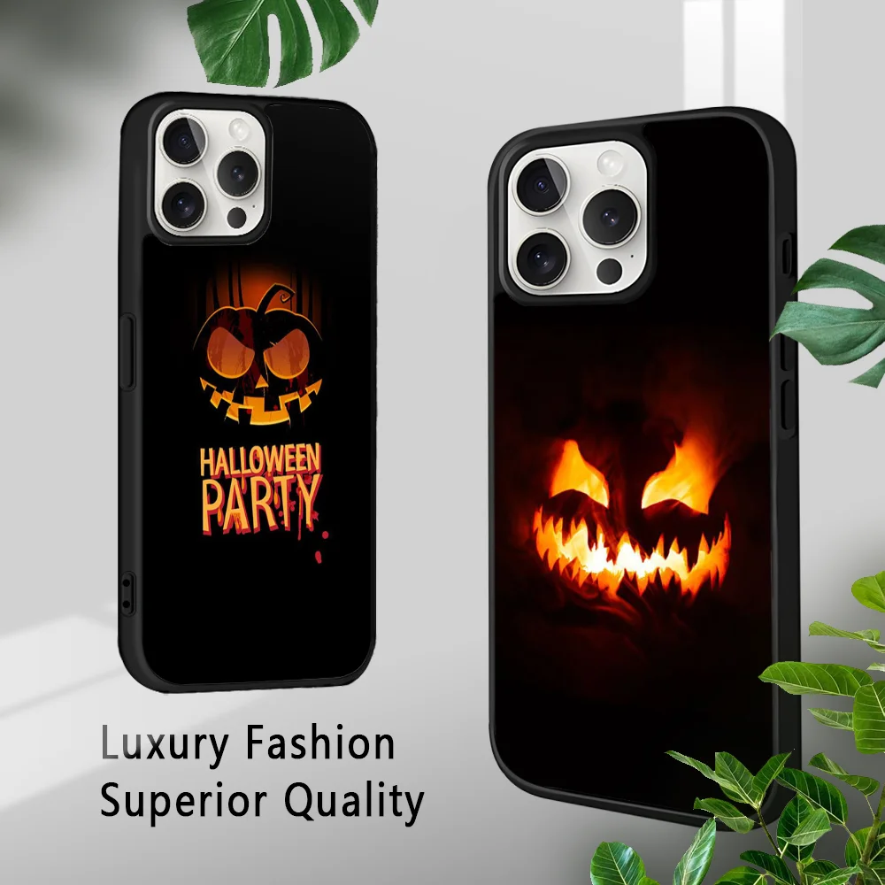 Head Halloween Scary Pumpkin Phone Case For iPhone 15 14 13 12 11 Pro Xs Max Mini XR X 7 8 Plus luxury Mirror Hard Funda