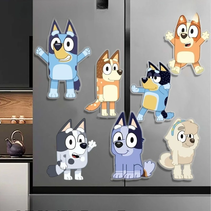 

Набор из 7 акриловых магнитов на холодильник с персонажами Bluey: милые аниме-магниты для декора дома и кухни, прекрасный подарок для фанатов