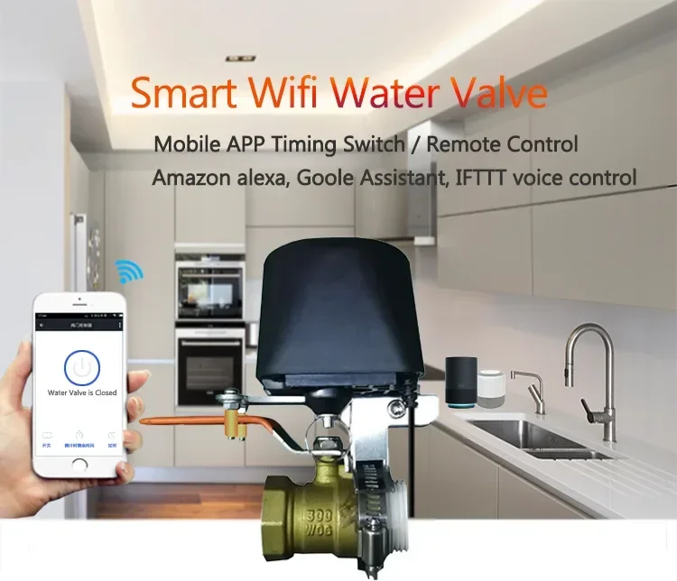 Tuya WiFi & Zigbee Water Gas Valve Shutoff Controller, Smart Wireless Control Works with Alexa Google Assistant Smart Life App