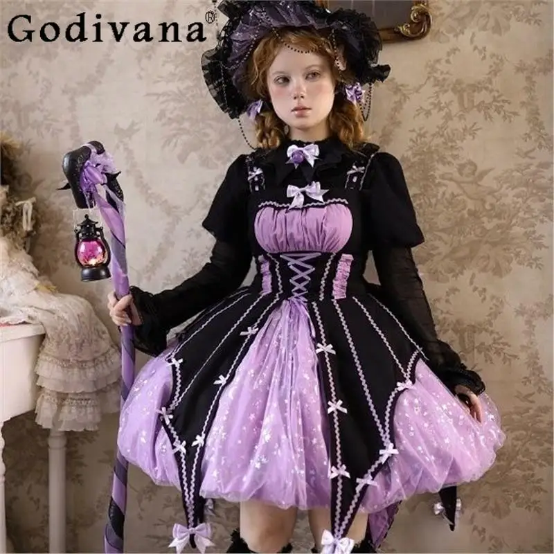 

Japanese Style Lolita Full Set for Women Lolita Halloween Pumpkin Dress Female Autumn Princess Lolita Sweet Style Dress