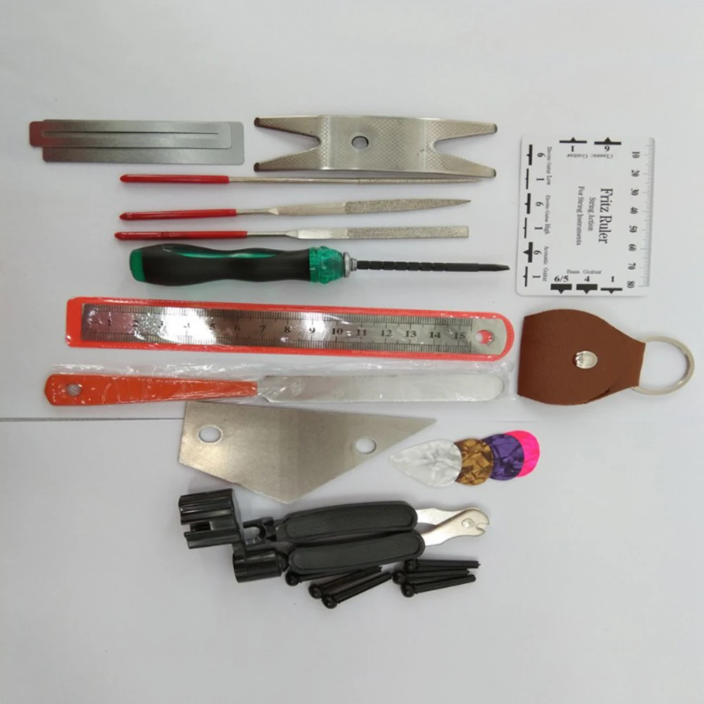 

24Pcs Guitar Repair Kit Professional Tools Guitar Action Ruler Fingerboard Maintenance Fret Files