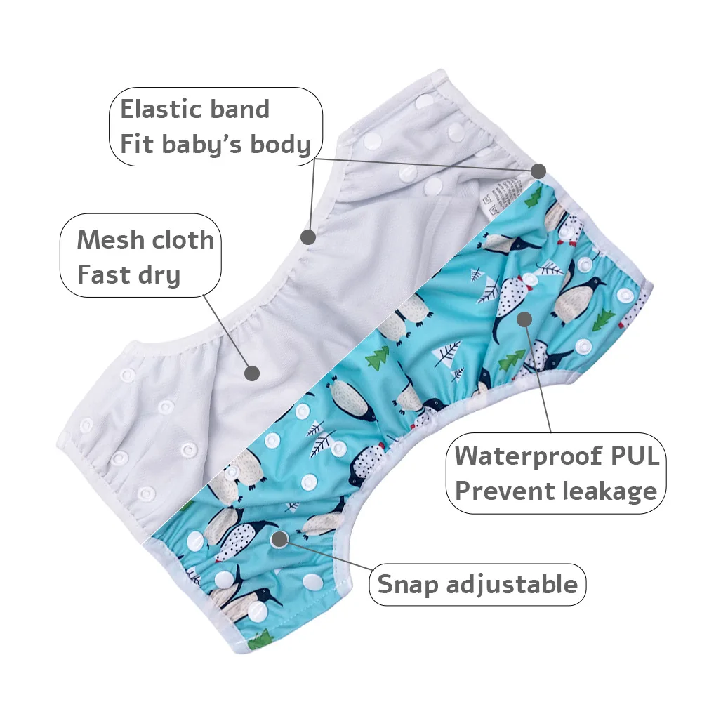 1Pcs Baby Swimming Diapers Summer Breathable Mesh Fabric Adjustable Pool Reusable Washable Pant Swim Nappy