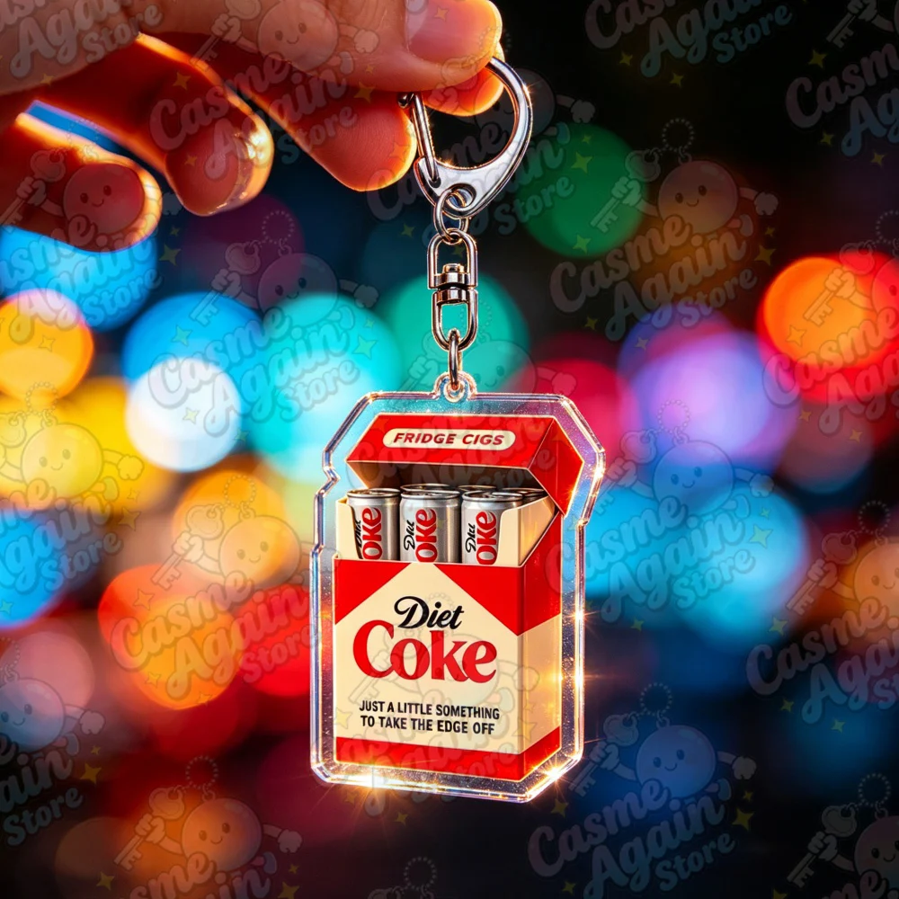Divertido Llavero de Coca-Cola Dietética, Cigarrillos de Refrigerador, Accesorios para Bolsos, Llaveros de Juego, Joyería, Regalos para Fans del Manga