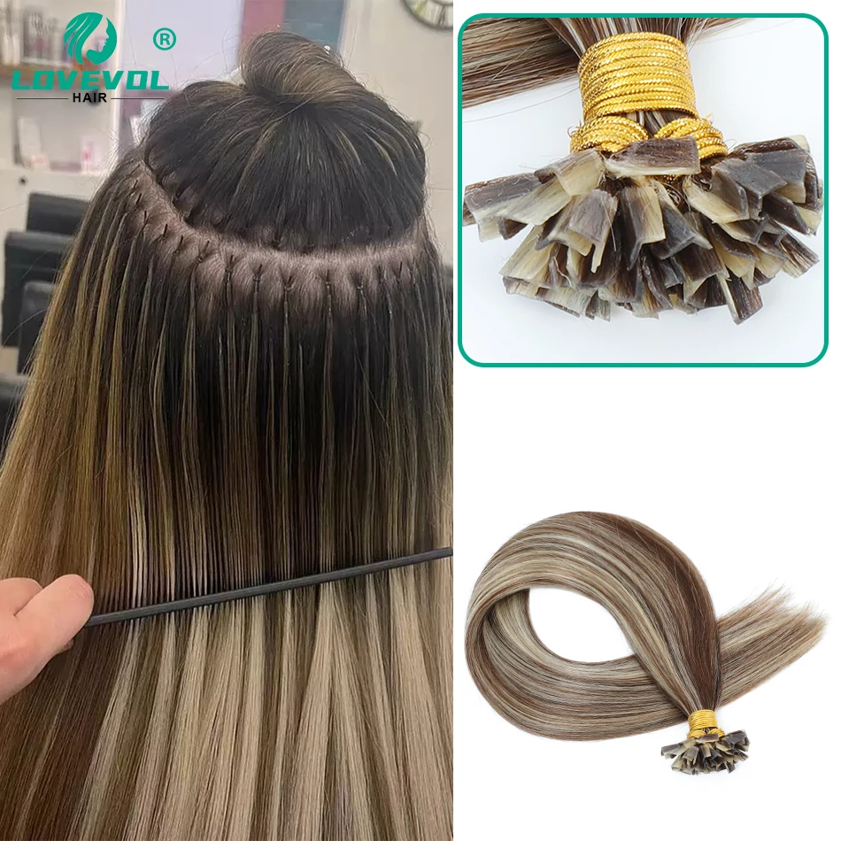 Queratina russo Remy extensões de cabelo, V Dica Queratina, Castanho escuro, Loiro, 50, 100 Vertentes, Fusão Cabelo Humano, Ombre Loiro Cor