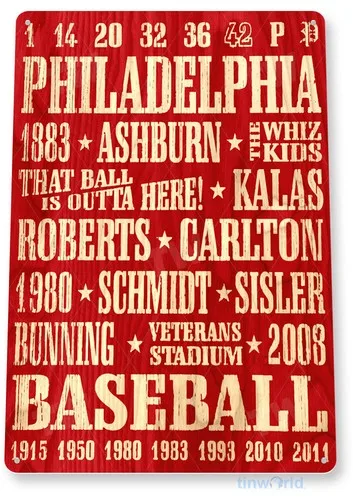 TIN SIGN Philadelphia Baseball Phillies Metal Décor Store Card Shop Cave A567 --Tin Sign