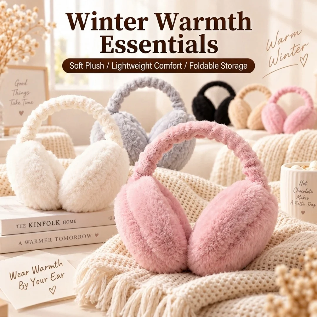 Korean Style Foldable Plush Ear Muffs Winter Portable Earmuffs For Women Men Fashion Outdoor Sports Earflap Protection Ear Cover