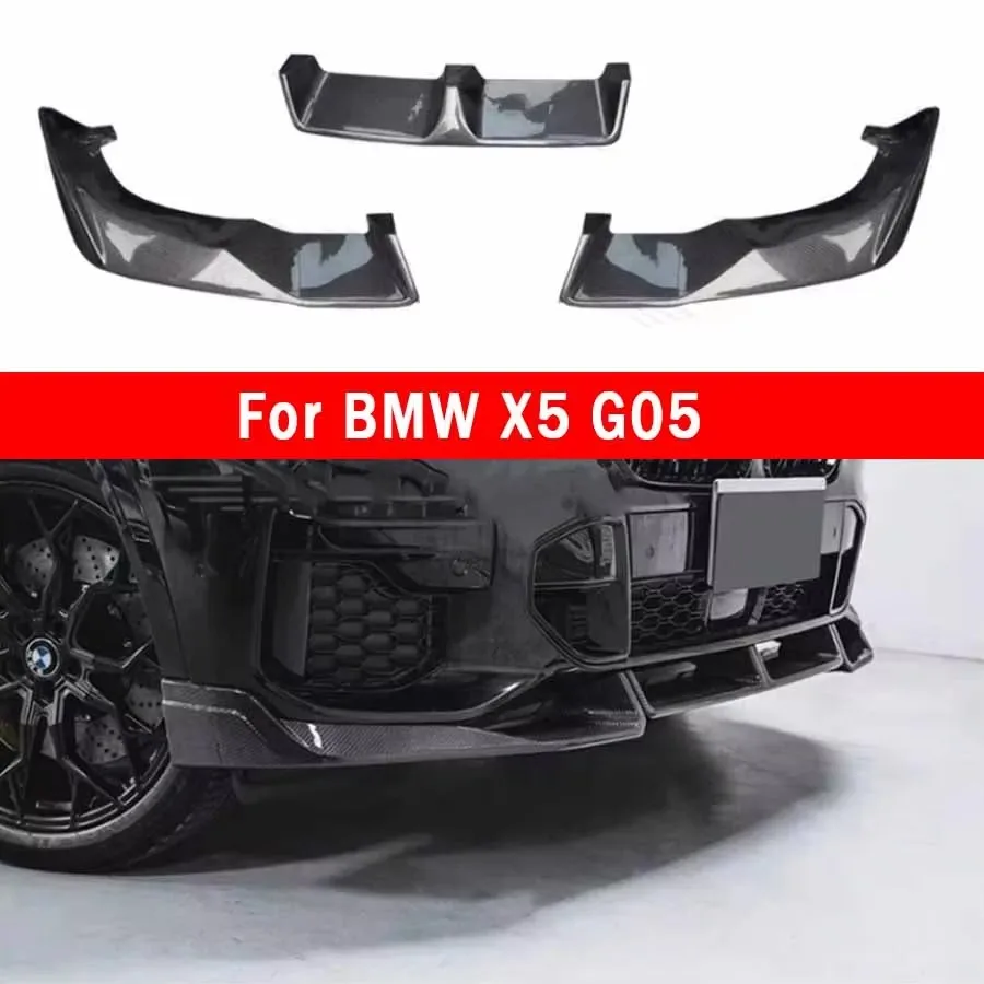 For BMW X5 G05 2018-2022 Carbon Fiber Spoiler Front Bumper Lip Diffuser Front lip Front Chin Spoiler L Style Upgrade Body Kit