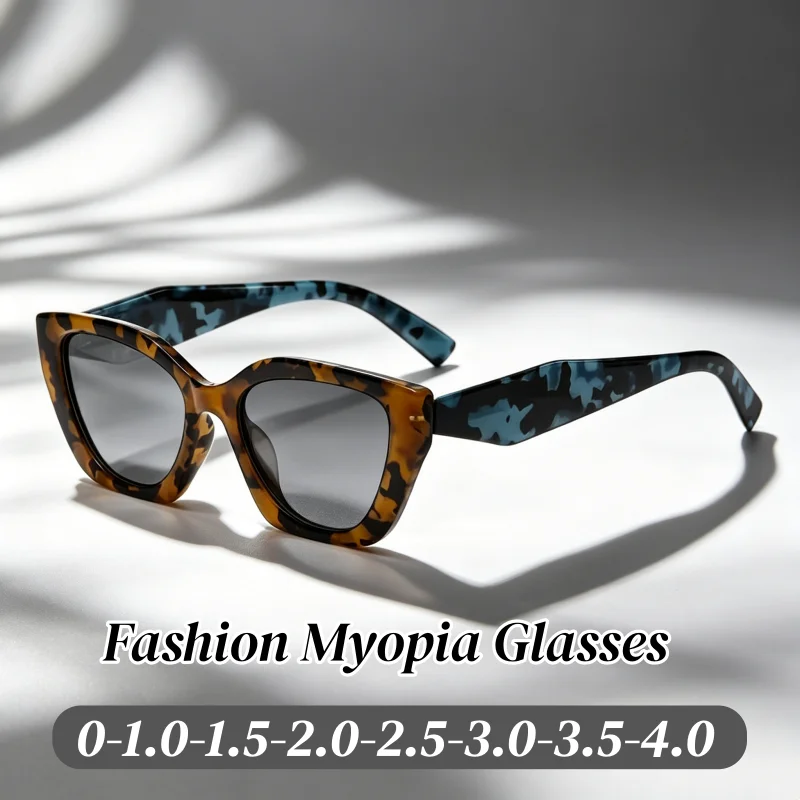 

Men's Large Frame Near Sight Sunglasses Women Stylish Elegant Myopia Glasses Unisex Fashion Gray Lenses Minus Diopter Eyewear