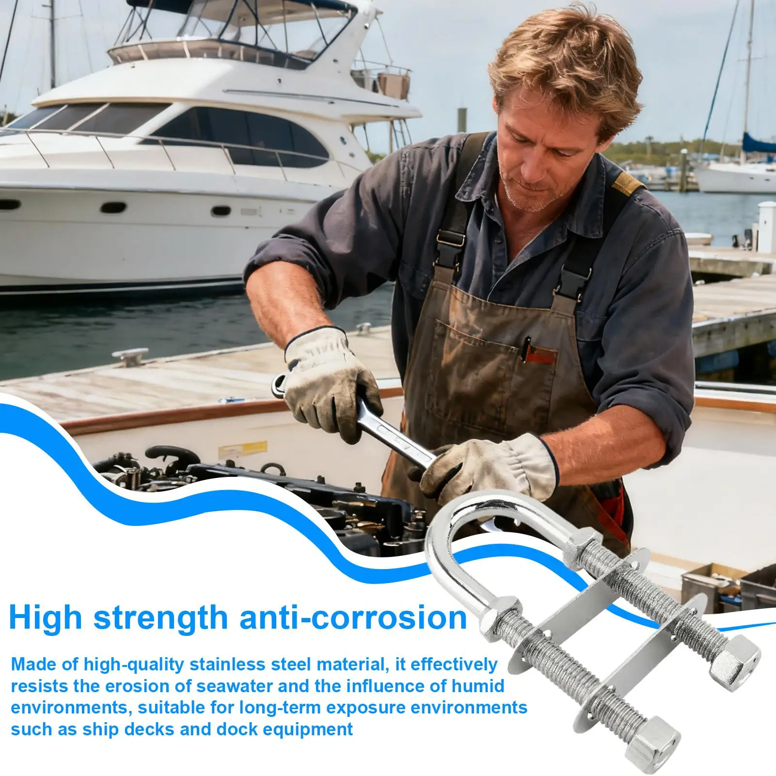 Boat U-Bolt Heavy Duty Stainless Hardware Heavy Duty U-Bolt For Marine For Yacht Anchors Deck Equipment Dock Maintenance