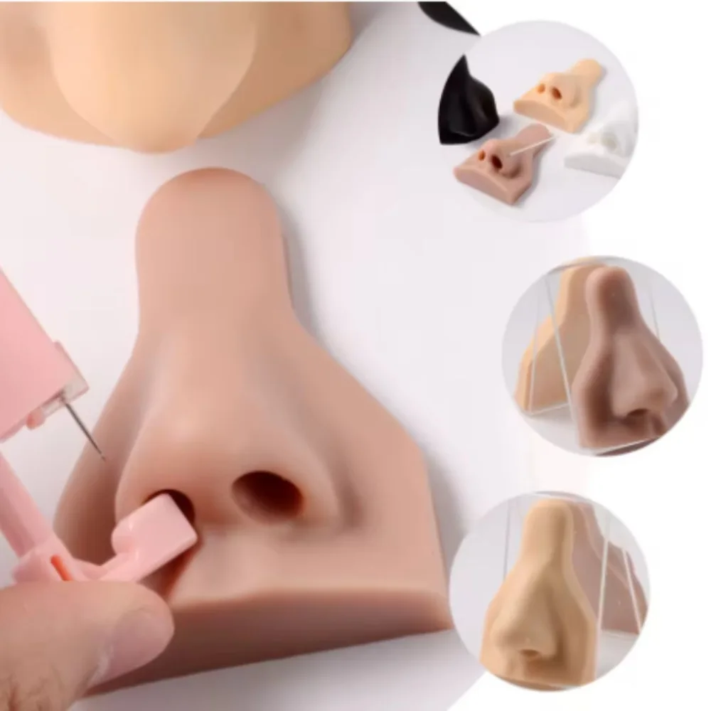 

Durable Piercing Tool Human Nose Model Rack Soft Lightweight Silicone Nose Model Nude Black Nose Stud Display Stand Girls Women