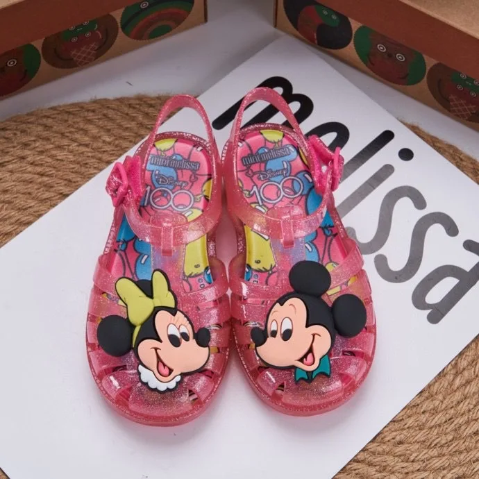 2024 New Children\'s Roman Sandals Mickey Minnie Bun Head Spider Shoes Soft Soled Beach Shoes for Boys and Girls Birthday Gift