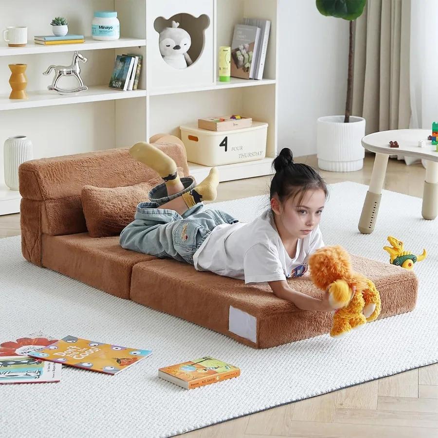 Divano letto pieghevole con materasso QuadFold e cuscino Divano in morbido peluche con borsa portaoggetti portatile Lettino convertibile per Playr