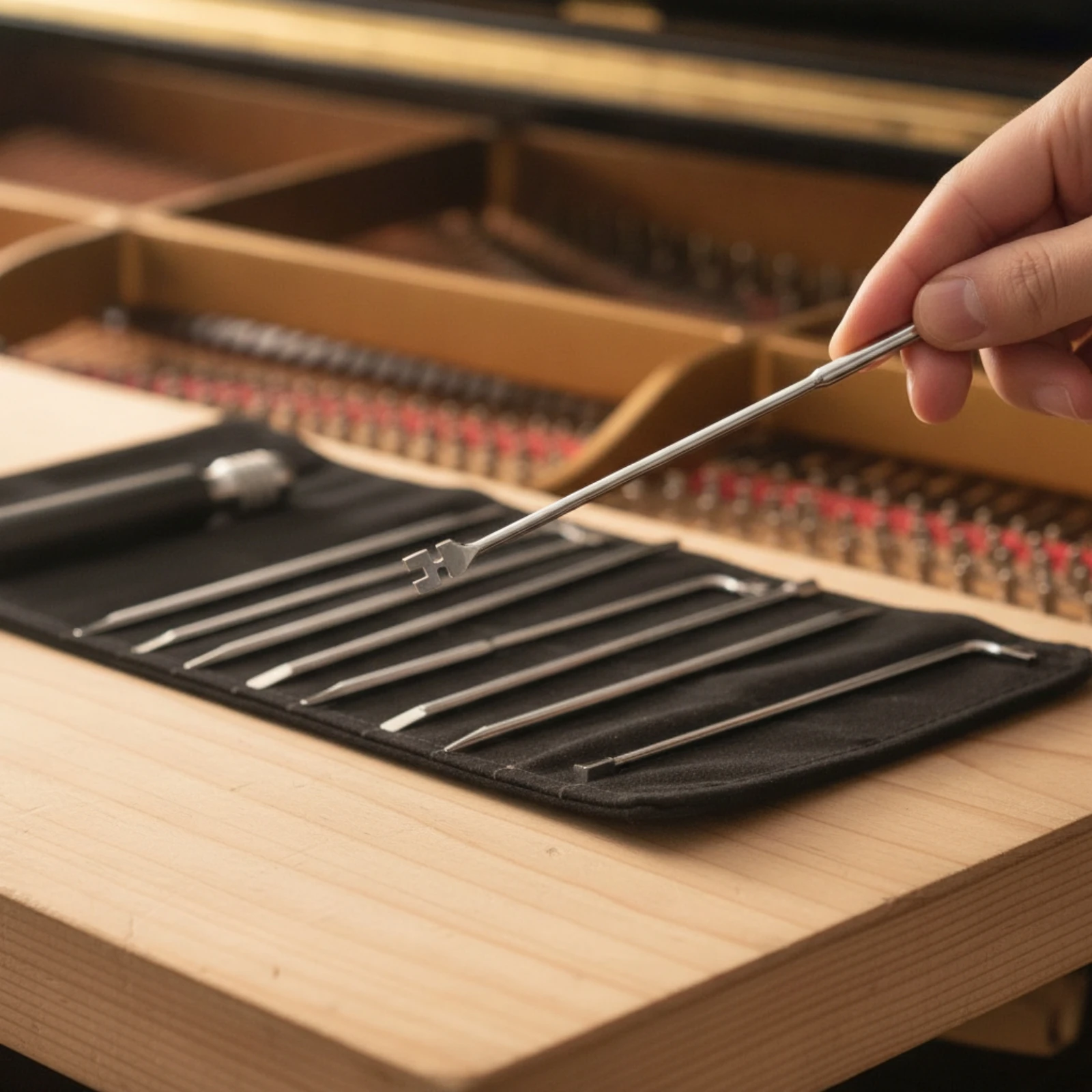 9 Pieces Piano Maintenance Kit with Bag Accurate Piano Repair Tools Long-Lasting Portable for Tuner, Workshops