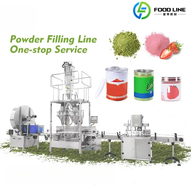 Customized Powder Filling Sealing Production Line for Matcha Powder Food Grade Cans Filling Machine