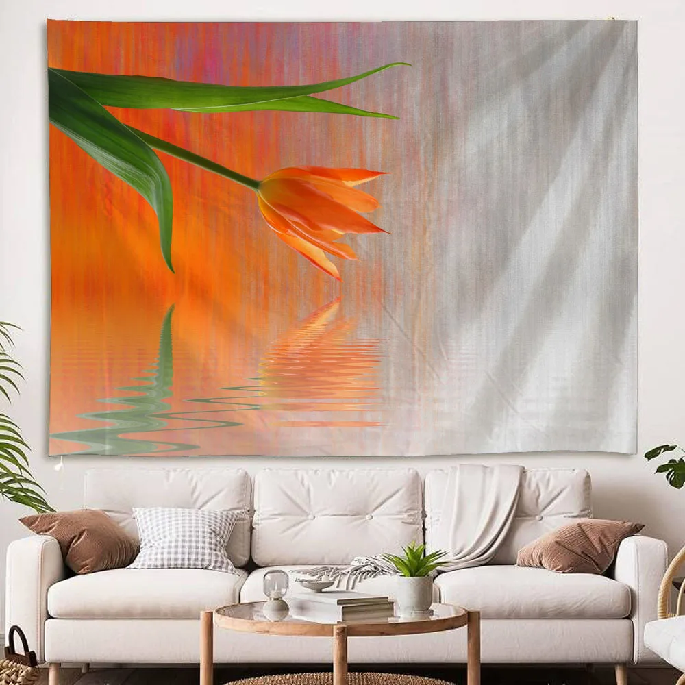 

Flowers on the Water, Tapestry, Wall Hanging, Simple Oil Painting Art, Bohemian Living Room, Dormitory, Home Decoration