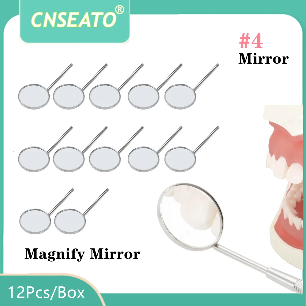 

12Pcs/Set Dental Mouth Mirror Head Magnify #4 Reflector Dentist Equipment Stainless Steel Inspection Magnifying Oral Care Tool