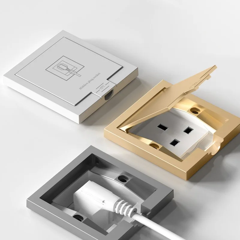 5개입 영국형 13A 220V 86*86mm 방수 매립형 소켓 패널 벽면 전원 콘센트 로고 CE 상업용 H1 로고 숨김형 플러그 소켓