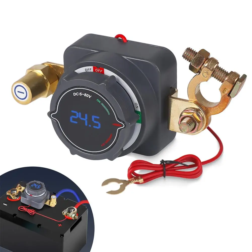 

DC5-80V 300A Battery Disconnect with Voltmeter On Off Kill for Marine Boat RV Car Truck Trailer Y2D6