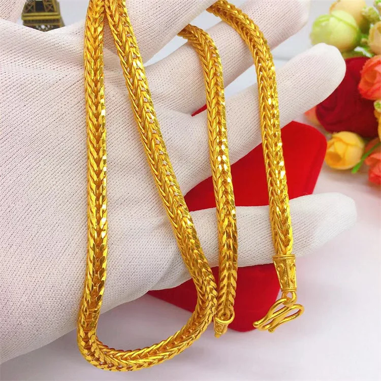 Snake bone necklace 24K gold, male, AU999 wide version of snake bone adapted to business, first choice for entrepreneurs