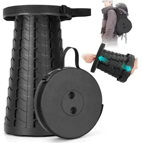 Imagen 2 del producto Taburete plegable para exteriores, silla de plástico portátil, banco pequeño elástico retráctil, silla de pesca ultraligera para viajes