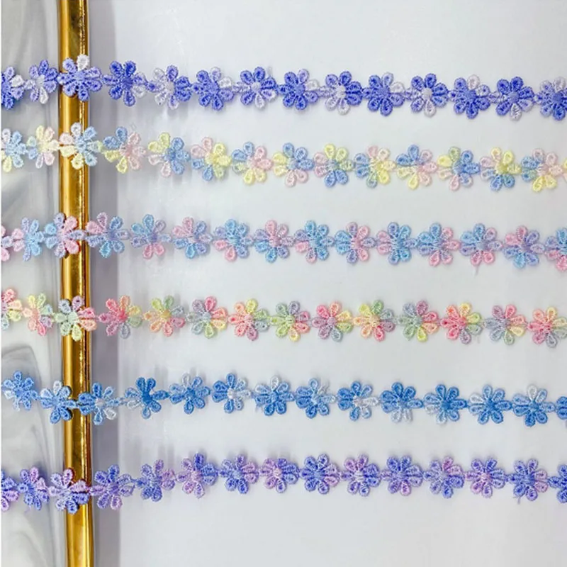 1Lot/45yds 1.3cm New Color Embroidered Lace Fabric Floral Polyester Bar Code for Wedding Dresses Sustainable Feature
