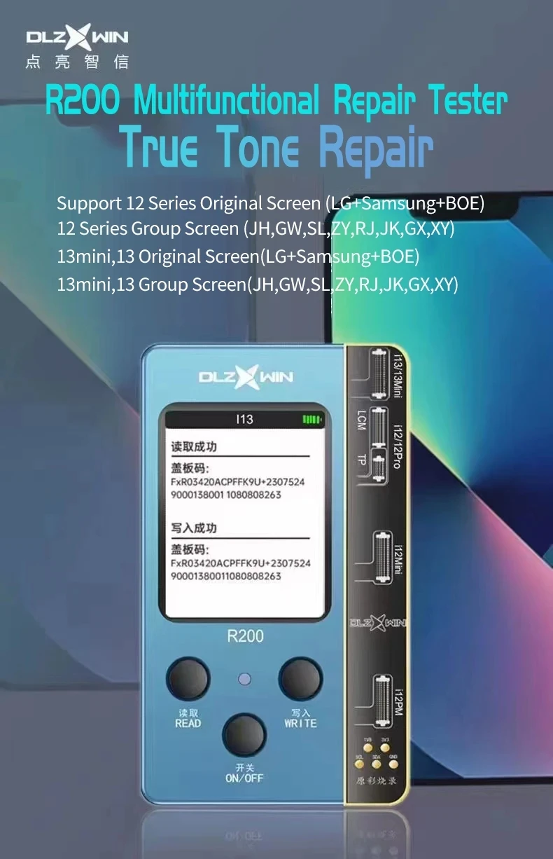 DL R200 Multifunctional Original Color Recovery Programmer for iPhone 7 to 13/13Mini LCD Screen True Tone Repair Device