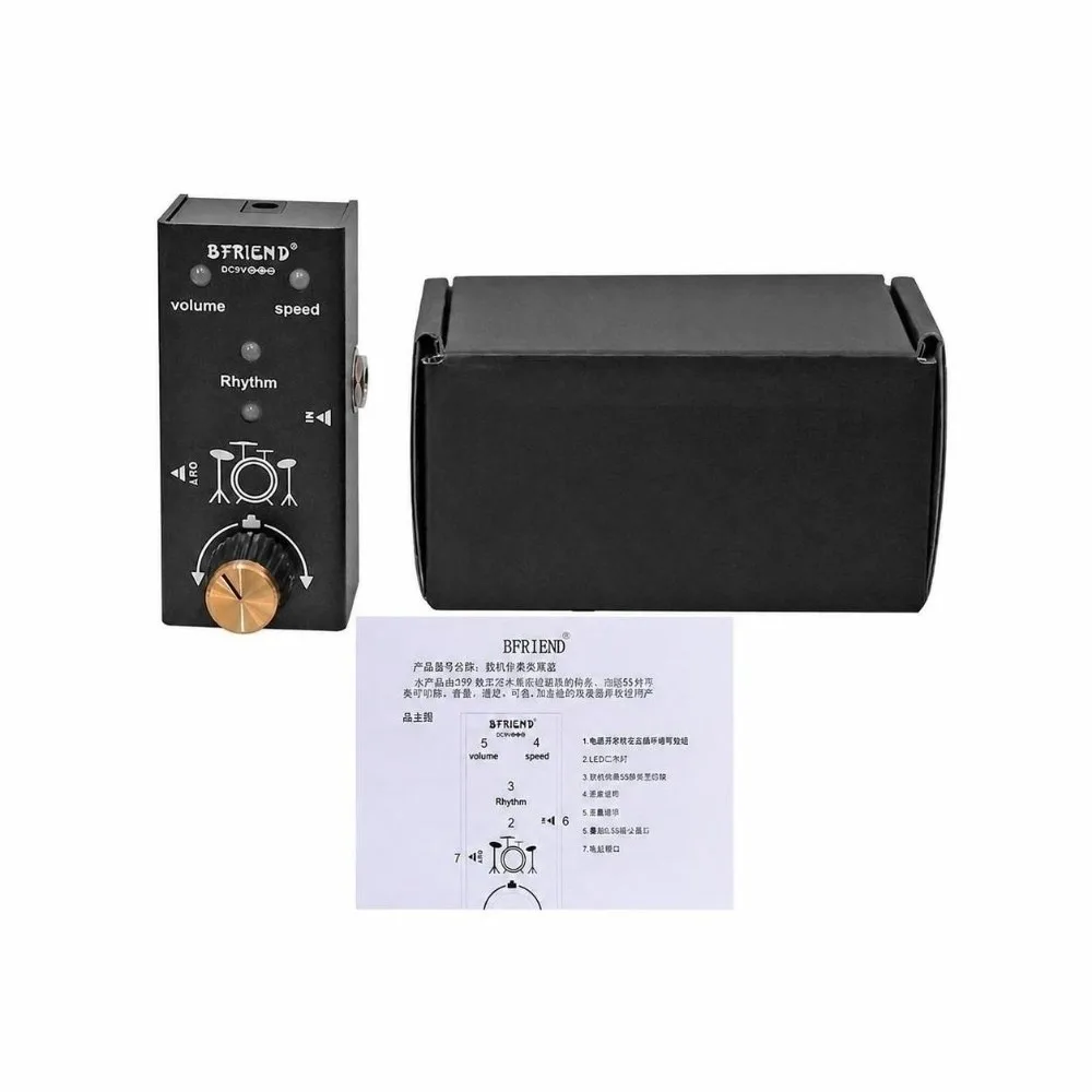 Aluminum Alloy Guitar Effect Pedal 55 Rhythm Patterns True Bypass Metal Distortion Pedal Volume Control Knobs
