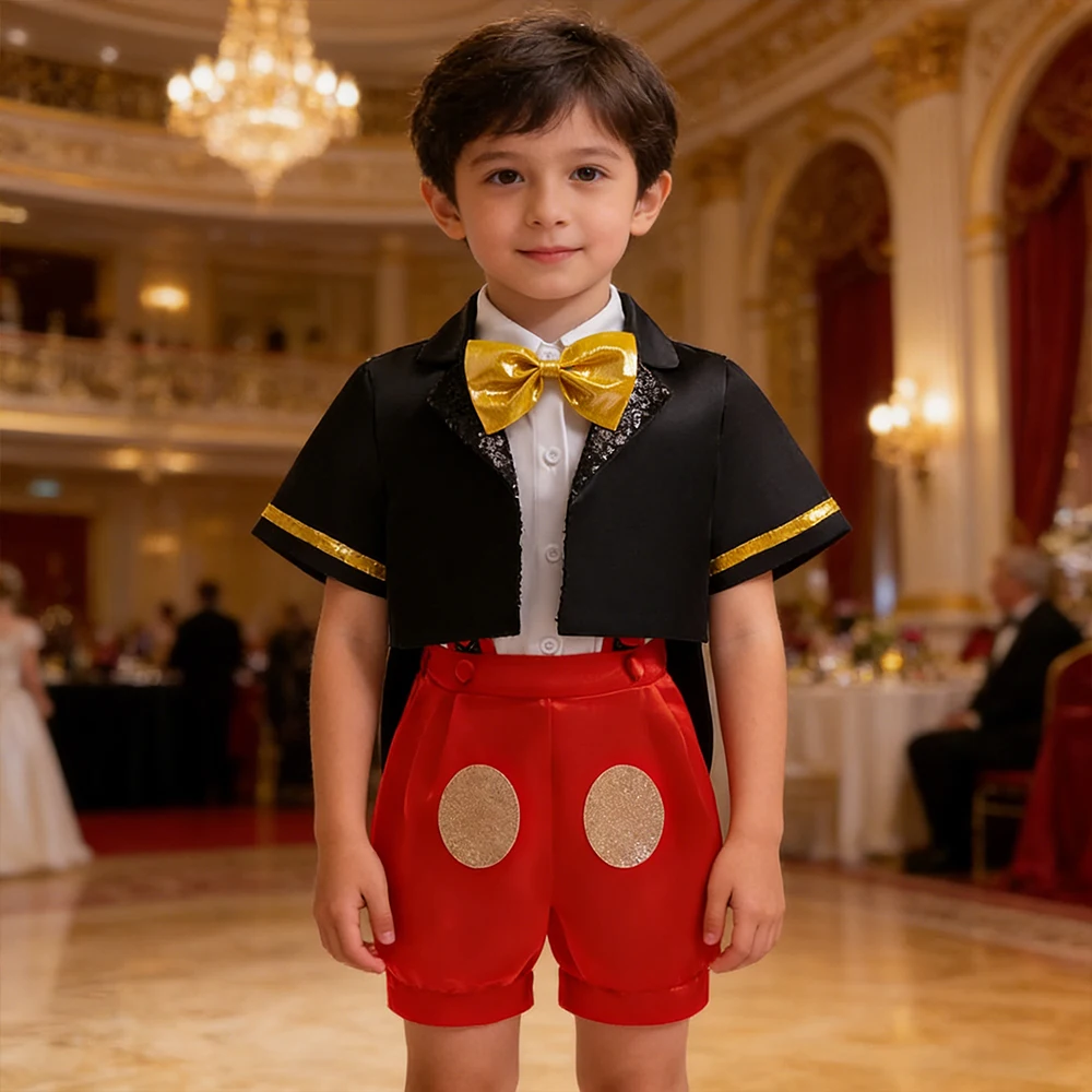 Children's Formal Gentleman Suit Backband Pants Set Stage Performance Costume Cartoon Mouse Cosplay Sets For Children Birthday