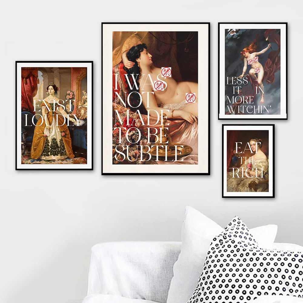 Funny Retro Sexy Girl Humour Quote Poster Fashion Renaissance Canvas Painting Classic Vintage Woman Art Room Home Decor Print