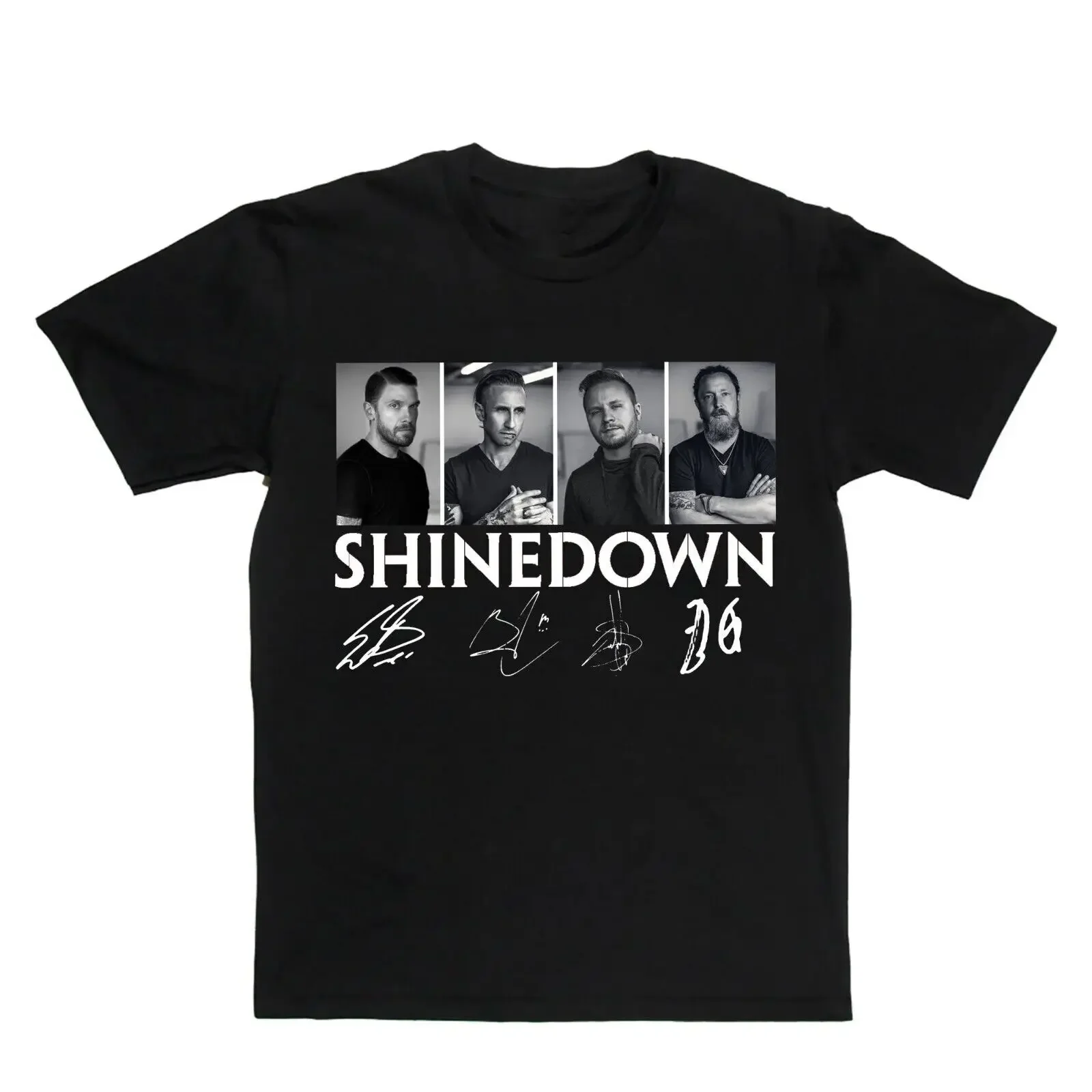 

New Rare Shinedown Members Signature Gift For Fans Black T-Shirt