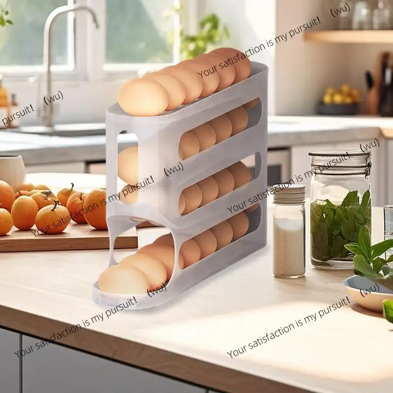 4-Layer automatic egg tray, tumbling egg rack, food-grade space-saving egg storage box