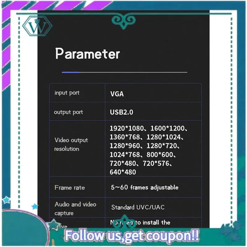

Конвертер адаптера A75Q-VGA в USB с картой захвата аудио и видео, цифровой преобразователь VGA