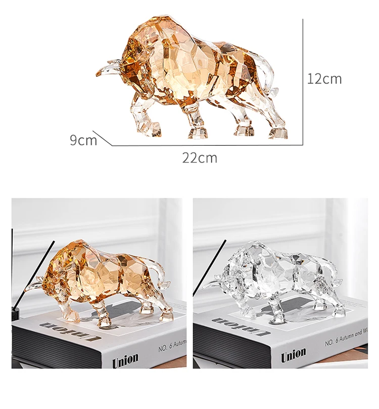 Raum Dekor Tier Ox Skulptur Ornamente Acryl Kristall Handwerk Statue Wohnzimmer Büro Desktop Dekoration Nordic Artwork Geschenk – Detail 15