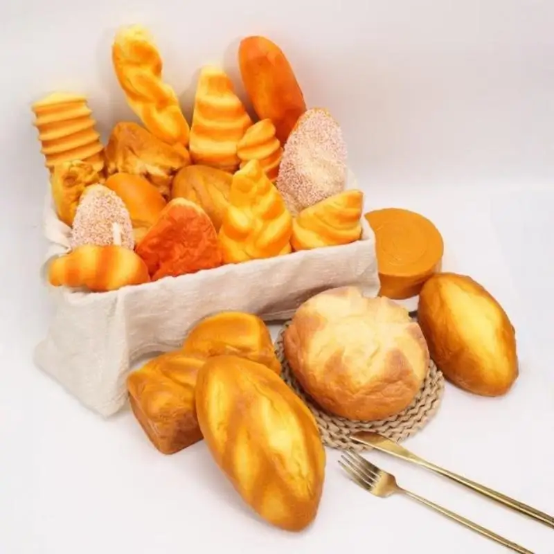 Food Shaped Squeeze Toy Slow Rising Scented Soft Bread Stress Relief Fidget Toy for Family Game Props