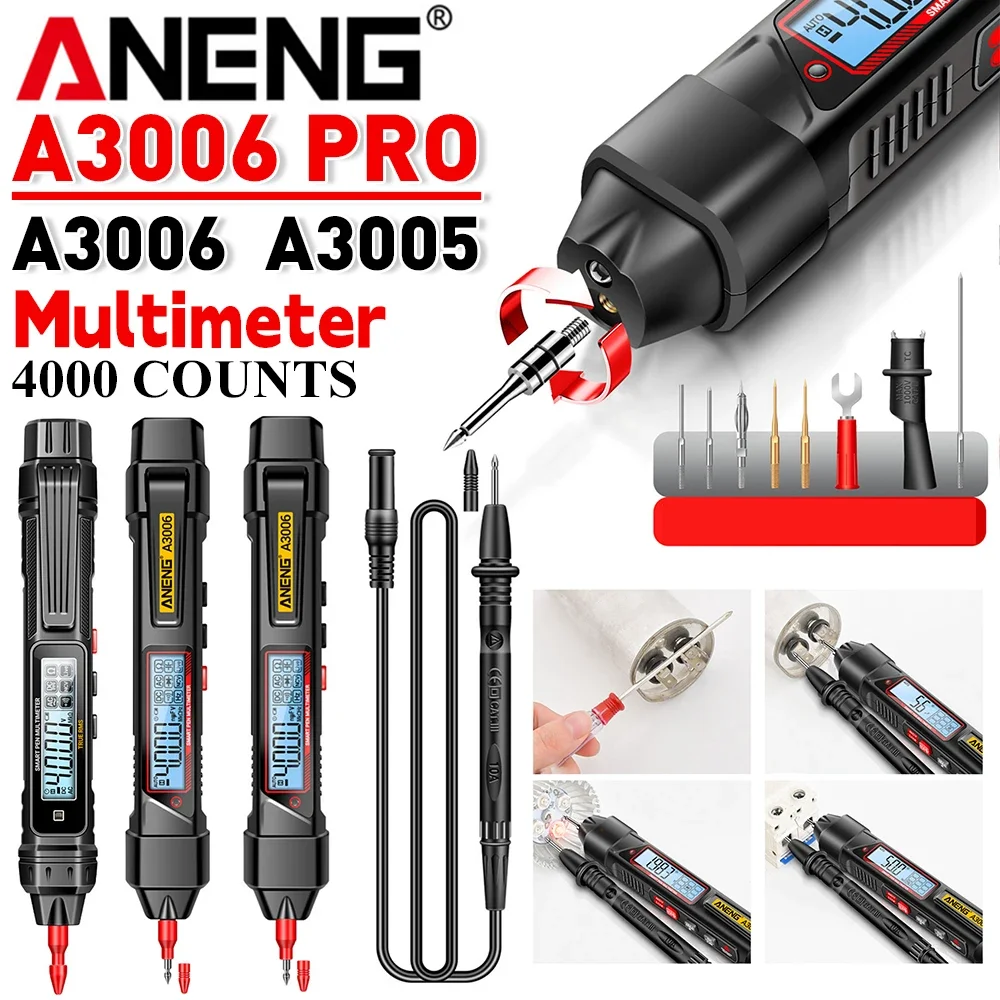 【セール中】デジタル電圧テストペン ANENG A3006/A3005 マルチメータ 4000 カウントペンタイプマルチメトロ電圧計テスト Automotriz ダイオードメーターツール