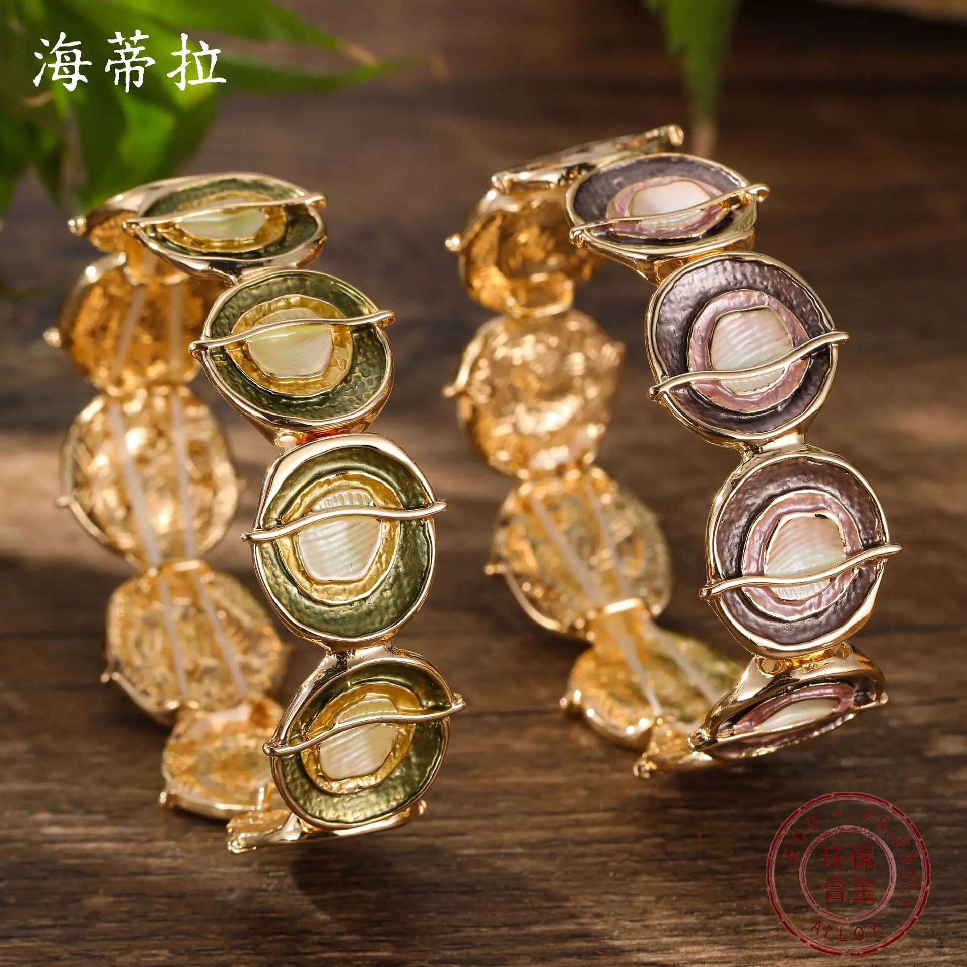 DIY accessories enamel color round geometric elastic bracelet, personalized and creative irregular three-dimensional round cake