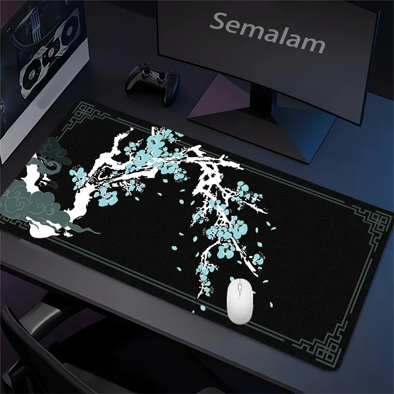 

Japanese White Cherry Blossom Gaming Mouse Pad Sakura Mats Non-slip Rubber Base Desk Mat Washable Pads for Game & Office Playmat